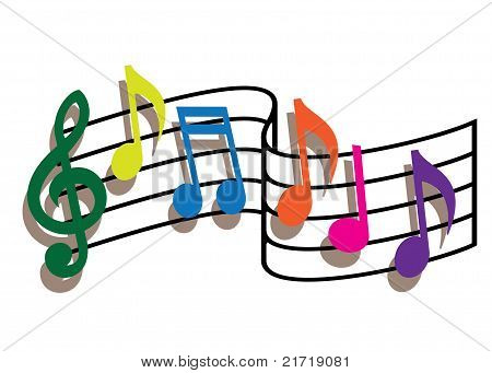 Note musicali colorate