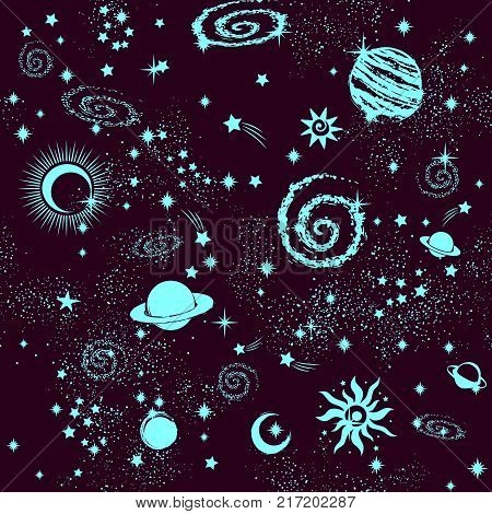 Galaxy constilation seamless pattern print could be used for textile, yoga mat, phone case or clothing