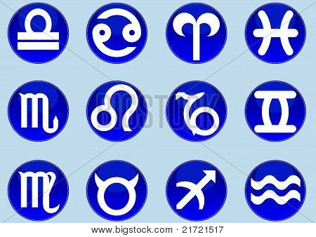 Zodiaco segni cerchi blu scuro