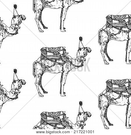 Seamless new year camel pattern. Vector illustration