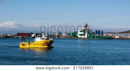 Plant on Melkoya where natural gas is converted into liquefied gas, Hammerfest, Norway