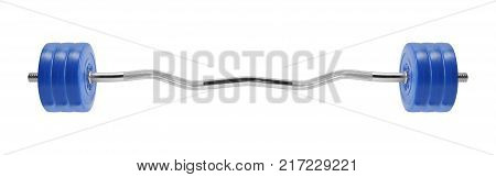 Sport and fitness Barbell closeup EZ curl bars isolated on a white background.