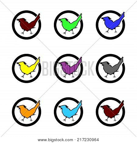 Set. Check mark Icons Vector Multicolor Birds