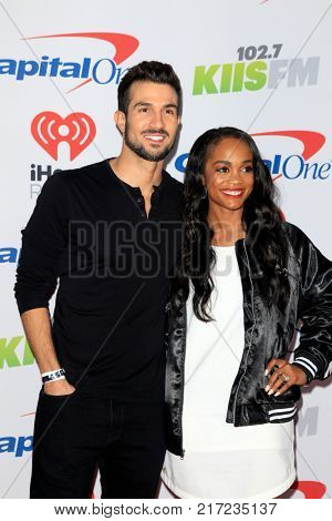 LOS ANGELES - DEC 2:  Bryan Abasolo, Rachel Lindsay at the Jingle Ball 2017 at the Forum on December 2, 2017 in Inglewood, CA