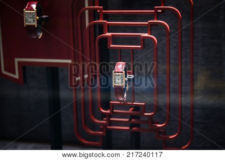Milan, Italy - September 24, 2017:  Cartier Store In Milan. Fashion Week Cartier Shopping