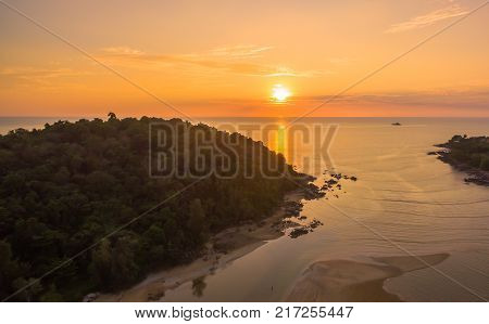 stunning sunset at Kala island. Layan beach and Bangtoa beach is the same beach the left side is Bangtoa beach the right side is Layan beach in the end of Layan beach has Kala island