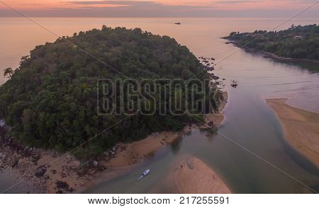 stunning sunset at Kala island. Layan beach and Bangtoa beach is the same beach the left side is Bangtoa beach the right side is Layan beach in the end of Layan beach has Kala island