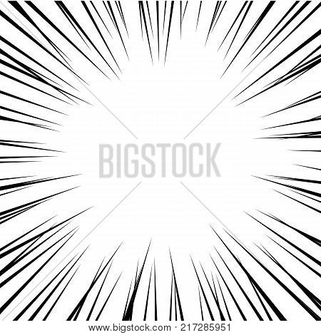 Speed lines somic book isolated on white background. Explosion vector illustration