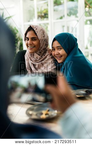 Group of students using mobile phone