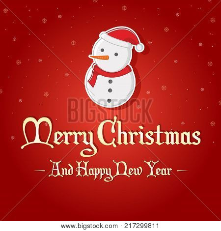 Happy Christmas on red background vector art illustration