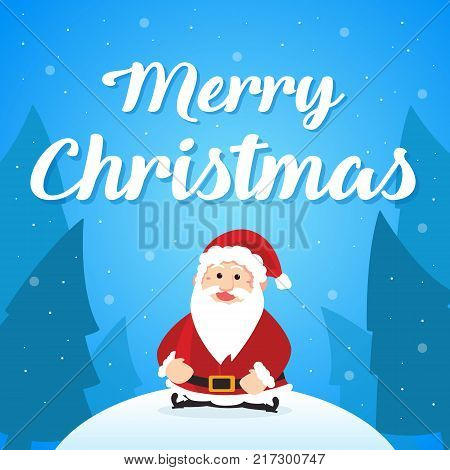 Merry Christmas with Santa greeting card vector illustration
