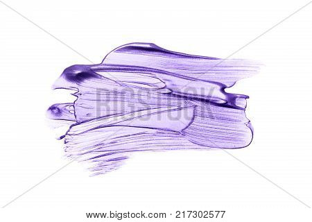 Beautiful textured Ultra Violet melallic strokes isolated on white background.
