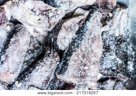 Scomberomorus Cavalla,king Mackerel Marinated With Salt And Lemon Juice.