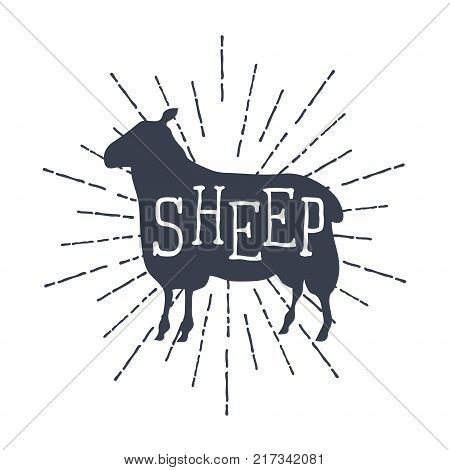Farm animals, vector icons. silhouette of sheep. Vector illustration