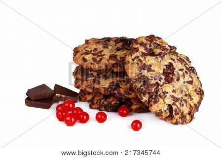 Homemade healthy cookies handmade with eco-friendly ingredients - cranberries and chocolate