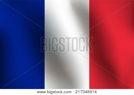 Flag of France with a little Waving Shading & Flag Colors separated layers - Vector Illustration