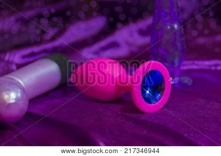 Silicone dildo Sex toy on a dark background