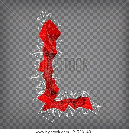abstract vector red modern triangular emblem of type L on a chequered background