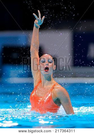 BARCELONA, SPAIN - JULY, 24: Despoina Solomou of Greece during a Solo Synchronised Swimming event of World Championship BCN2013 on July 24, 2013 in Barcelona Spain