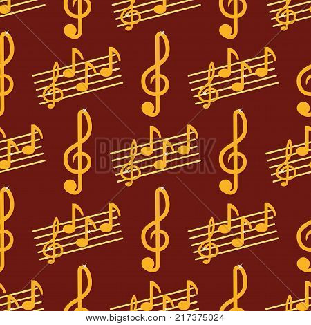 Vector music note melody symbols seamless pattern background vector illustration waves sound graphic clef signature. Crotchets swirl line musical classic pattern.