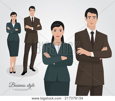 Business woman and business man in business suits