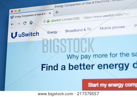 LONDON UK - NOVEMBER 21ST 2017: The homepage of the official website for uSwitch - the UK-based price comparison website on 21st November 2017.