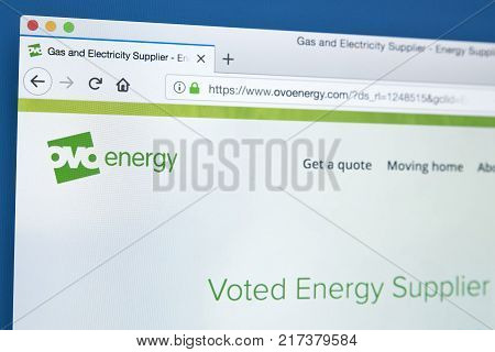 LONDON UK - NOVEMBER 21ST 2017: The homepage of the official website for OVO Energy - the energy supplier based in the UK on 21st November 2017.