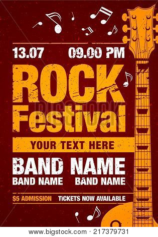 vector rock festival flyer design template for party