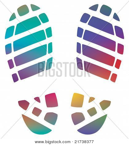Vektor Illustration af mandens farverige Bootprints