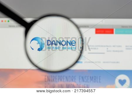 Milan, Italy - August 10, 2017: Danone. Logo On The Website Homepage.