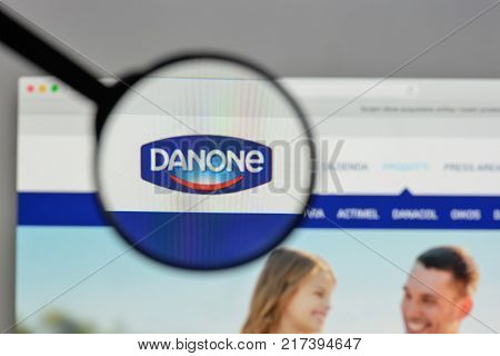 Milan, Italy - August 10, 2017: Danone. Logo On The Website Homepage.