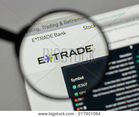 Milan, Italy - August 10, 2017: E*trade Financial Logo On The Website Homepage.
