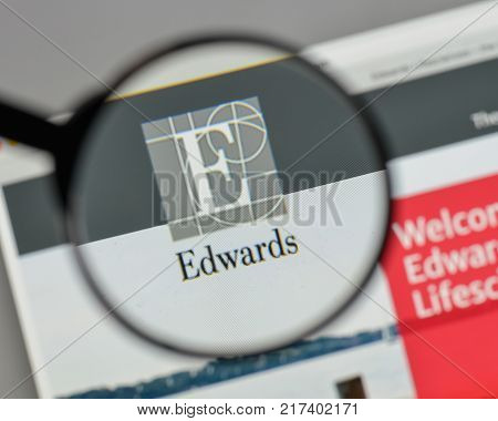 Milan, Italy - August 10, 2017: Edwards Life Sciences Logo On The Website Homepage.