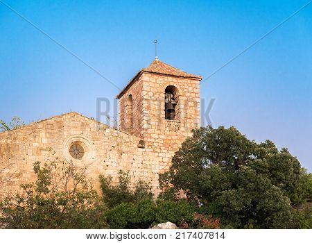 View Of The Romanesque Church Of Santa Maria De Siurana In Siurana, Tarragona, Spain. Copy Space For