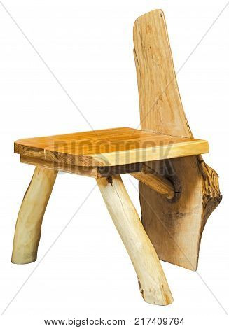Old wooden stool isolated on white background