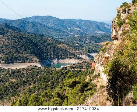 Rocky Landscape In Siurana De Prades, Tarragona, Spain. Copy Space For Text.