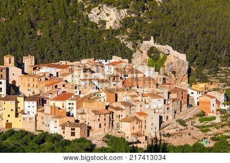 View Of The Old Spanish Town In The Forest, Pratdip, Tarragona, Spain.