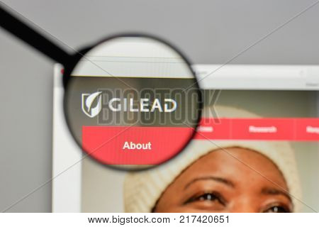 Milan, Italy - August 10, 2017: Gilead Sciences Logo On The Website Homepage.