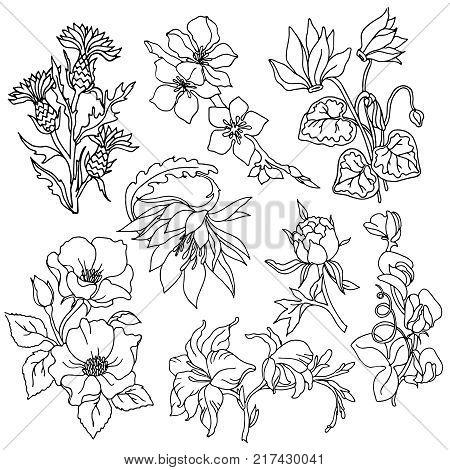 Set of roses and butterfly patches elements. Set of stickers, pins, patches and handwritten notes collection in cartoon 80s-90s comic style.Vector stikers kit