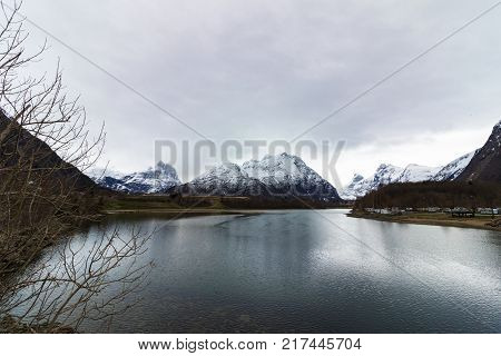Rauma River, this river runs through Romsdalen in Norway, a beautiful place with steep mountains and wild nature. Andalsnes, Norway.