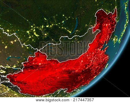 China On Night Earth