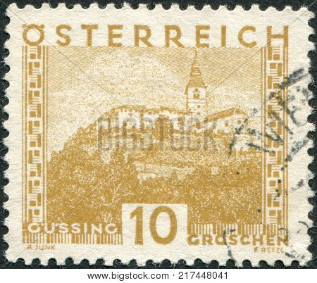 AUSTRIA - CIRCA 1929: A stamp printed in Austria is shown Burg Gussing Burgenland circa 1929