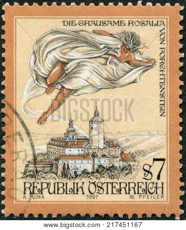 AUSTRIA - CIRCA 1997: A stamp printed in Austria is shown The Cruel Lady of Forchtenstein Castle Burgenland circa 1997