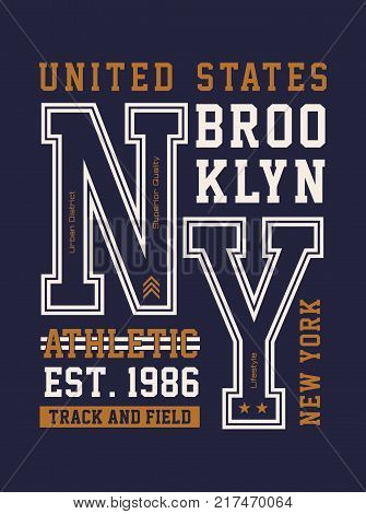 Athletic sport New York, Brooklyn, vector image