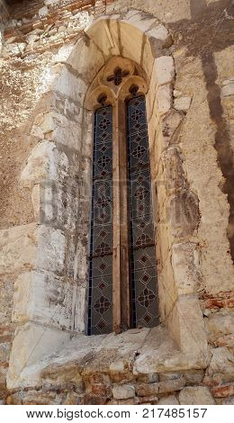 Corvin Romania - July 22 2017: Vitrage window from Corvin's Castle Romania