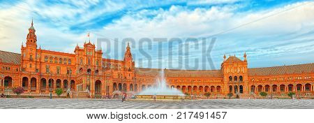 Spain Square (plaza De Espana)is A Square In The Maria Luisa Park, In Seville.