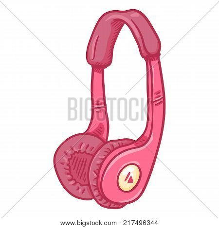 Vector Cartoon Pink Circumaural Headphones on White Background