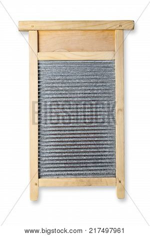 Vintage washboard isolated on white background with clipping path