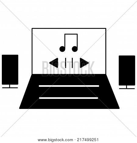Laptop with speakers.
Listening to an audio track