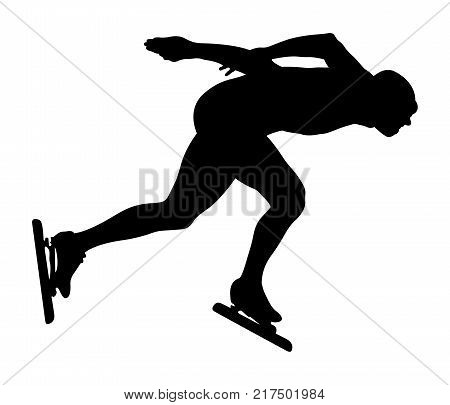 black silhouette athlete speedskater competition in speed skating